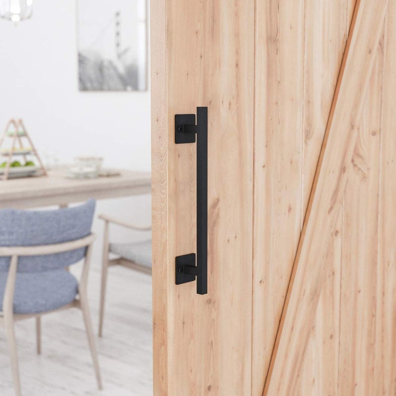 SMARTSTANDARD 12â€ Antique Rustic Handmade Barn Door Handle, Black Flush Square Base Handle Pull, for Gate, Garage, Sheds - Image 3